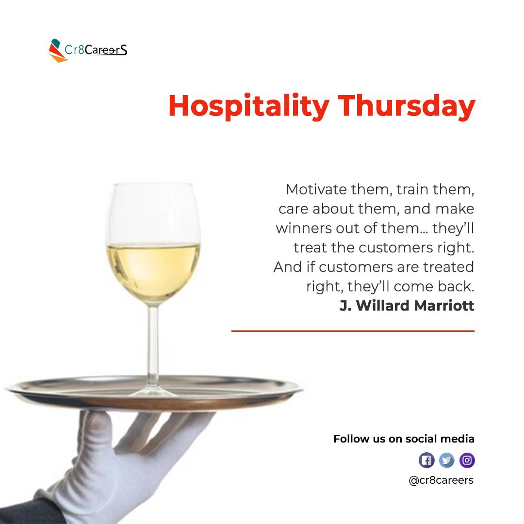 cr8careers's tweet photo. Investing in motivating, training, and caring for employees creates winners who, in turn, ensure satisfied customers, leading to repeat business.
#motivatedemployees #winningteam #CustomerSatisfaction #repeatbusiness #employeedevelopment #hospitality #cr8careers https://t.co/qiqLV9kgUD