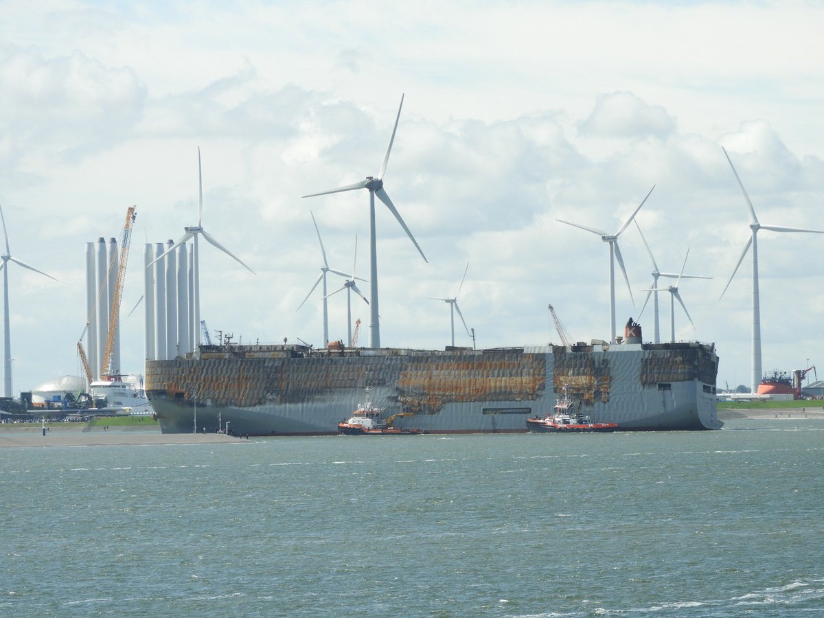 Het vrachtschip #FremantleHighway ligt nu vast aan de kade in de #Eemshaven. De sleepreis is zonder problemen verlopen. Lees het hele bericht in onze nieuwsfeed. 👉 bit.ly/44JWCP6