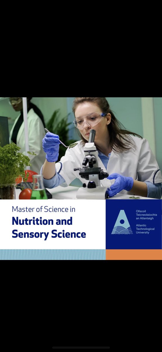 Closing date for our new Masters in #sensoryscience and #nutritionscience is now approaching at @ATU_GalwayCity. Please see 👇 for more details. @ScienceSensory @SensoryFood_IRL @DrGilsenan 

gmit.ie/master-of-scie…