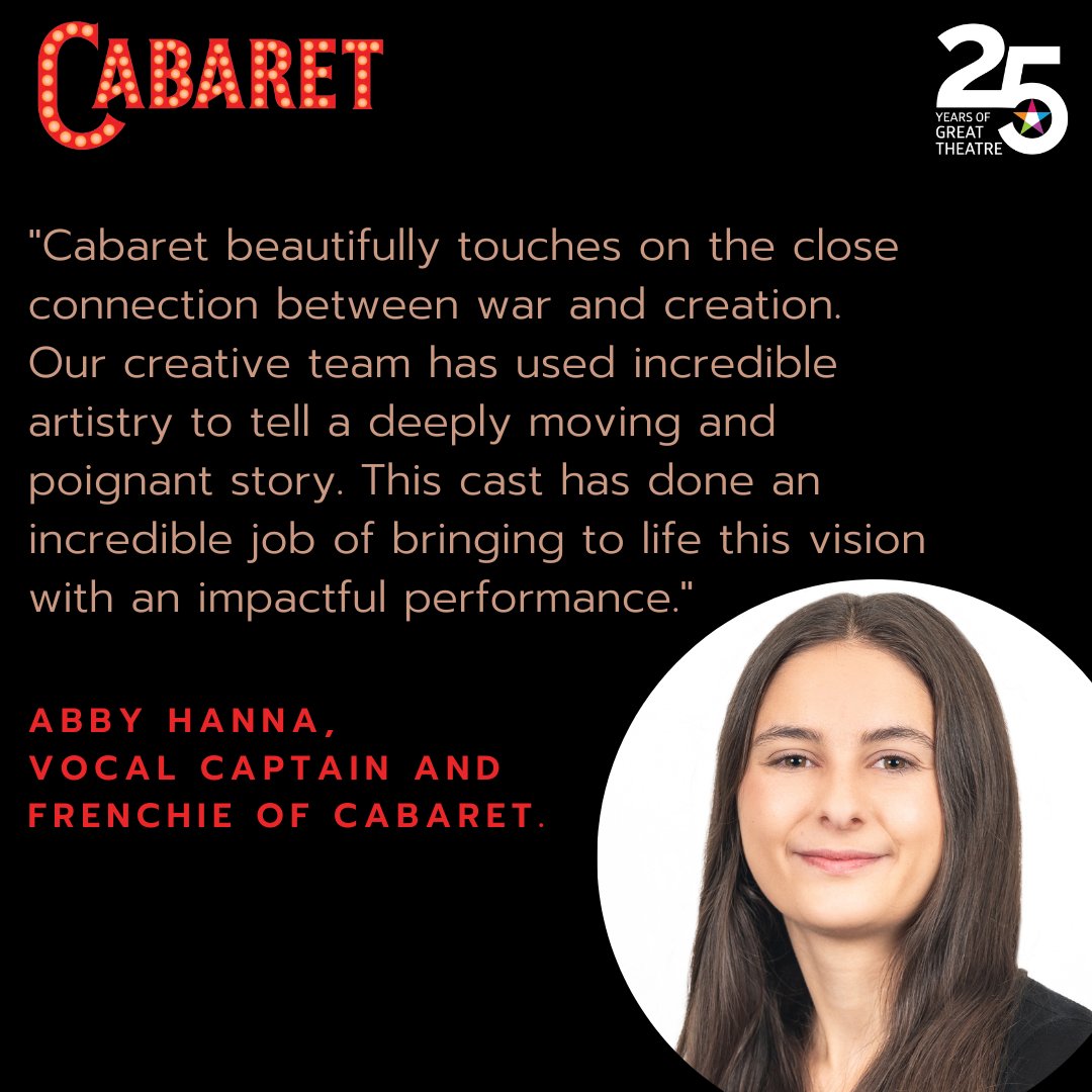 What makes Cabaret so special?

Abby Hanna who is the Vocal Captain and plays Frenchie in this production, shares her thoughts on Cabaret &amp; how Theatre Ancaster is bringing this story to the stage.

Performances begin on August 11th at <a href="/AncArtsCentre/">Ancaster Memorial Arts Centre</a> 
🎟 theatreancaster.com/shows/cabaret/