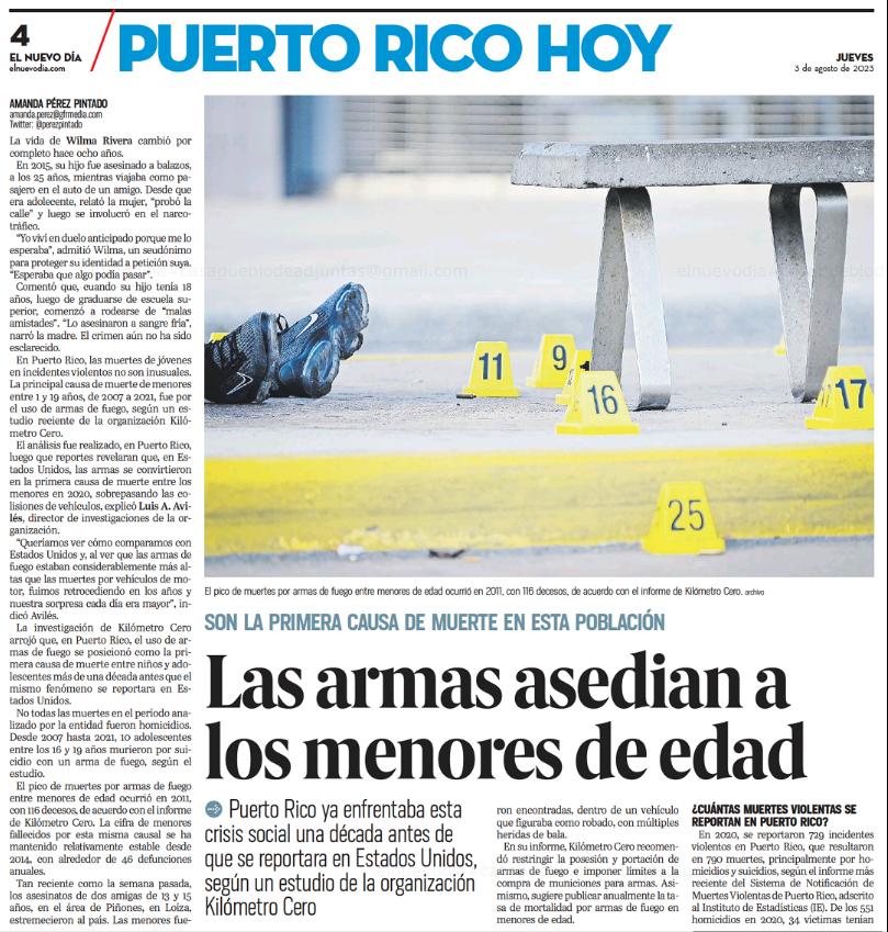 Kilometro0PR's tweet photo. “La investigación de Kilómetro Cero arrojó que, en Puerto Rico, el uso de armas de fuego se posicionó como la 1ra causa de muerte entre niños y adolescentes más de una década antes que el mismo fenómeno se reportara en Estados Unidos”

https://t.co/6jMaZBf8xf

#AgitaYTransforma https://t.co/K2BkHeiKq1