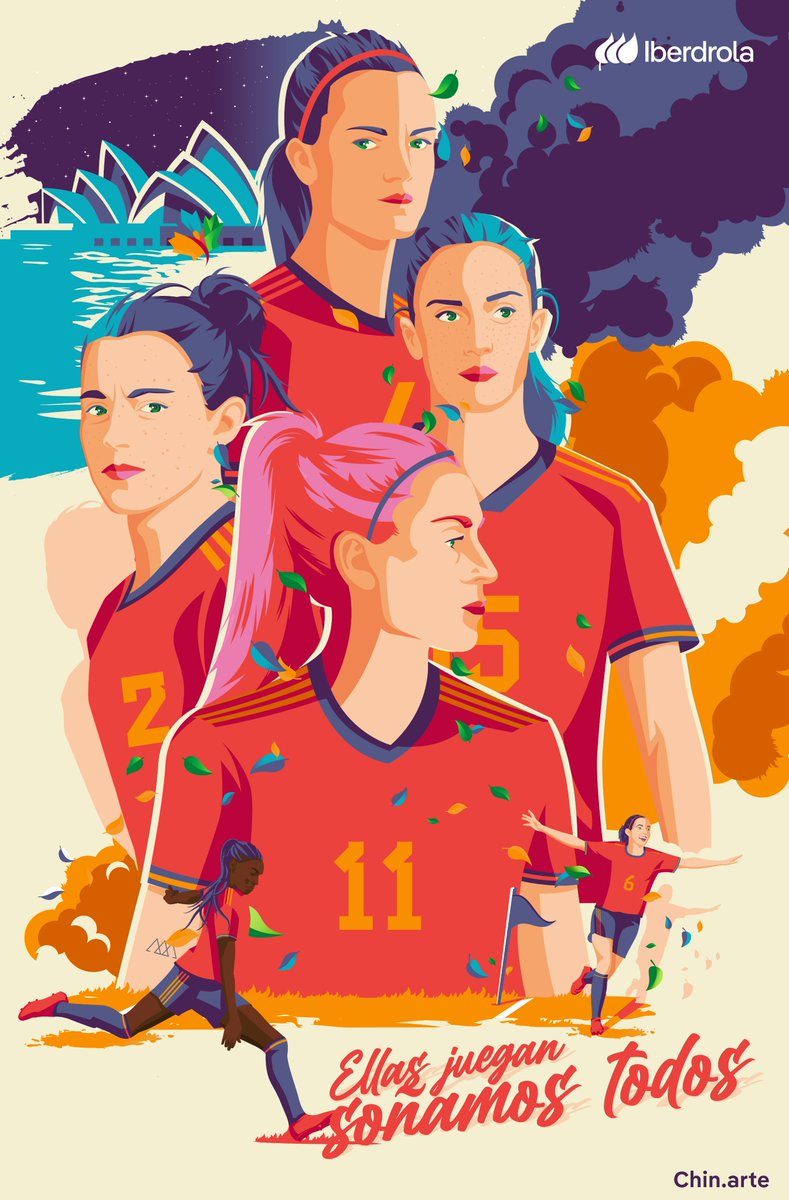 iberdrola's tweet photo. ¡¡Un día menos para la PRIMERA FINAL de nuestra @sefutbolfem en Australia!! 🏆🌎

😱 ¡¡TODO O NADA en los octavos!! APOYEMOS a nuestras estrellas del #futfem con la mejor energía ⚡💚

¡¡VAMOOOS, ESPAÑA!! 💪🏽🇪🇸 

🎨 @chin_arte

#EllasJueganSoñamosTodos https://t.co/eEdVGxBHgZ