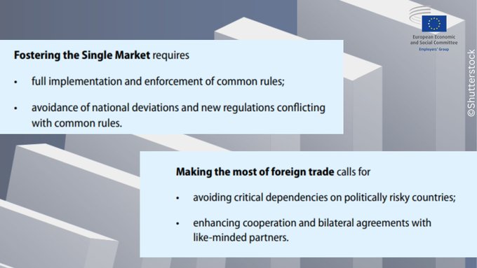 employers_EESC's tweet photo. @BusinessEurope @SMEunited @SGI_Europe @COPACOGECA @Eurochambres @EuroCommerce @EU_Growth @EU_EESC @EESC_SOC @EPSocialAffairs Priority area 2⃣/ 3⃣
▶️Open markets with equal rules
To be able to operate and grow, businesses need access to markets, under conditions that ensure a level playing field in the EU and internationally.
More: https://t.co/NTyMcV0hwq #FocusOnTheEssentials
#trade #SingleMarket https://t.co/N4jZMMy7m2
