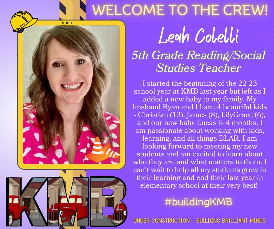 KMBElementary's tweet photo. Welcome, Mrs. Colelli! #buildingkmb https://t.co/wRR1p4RxrR
