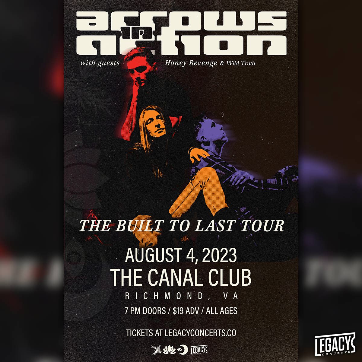 TheCanalClub's tweet photo. Tomorrow night @ArrowsInAction comes to The Canal Club with @honeyrevengeca and @wildtruthband!! Grab your tickets now at https://t.co/luuMb2HYab!

#thecanalclub #rva #rvamusic #livemusic #concerts #arrowsinaction #rockband https://t.co/ABApXQIAAK