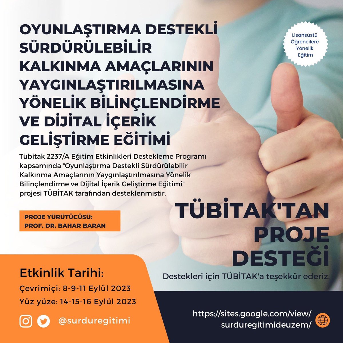 Tübitak 2237/A Eğitim Etkinlikleri Destekleme Programı kapsamında “Oyunlaştırma Destekli Sürdürülebilir Kalkınma Amaçlarının Yaygınlaştırılmasına Yönelik Bilinçlendirme ve Dijital İçerik Geliştirme Eğitimi” 
projesi TÜBİTAK tarafından desteklenmiştir. #tübitak #ska #oyunlaştırma