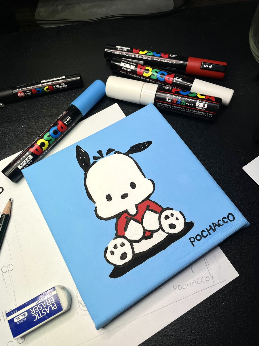dovio88's tweet photo. 10歳の娘がポスカで描いたポチャッコのクオリティが高くてビックリ！#サンリオ　#ポチャッコ　#SanRio  #ポスカアート https://t.co/ZYZTHmqRWD