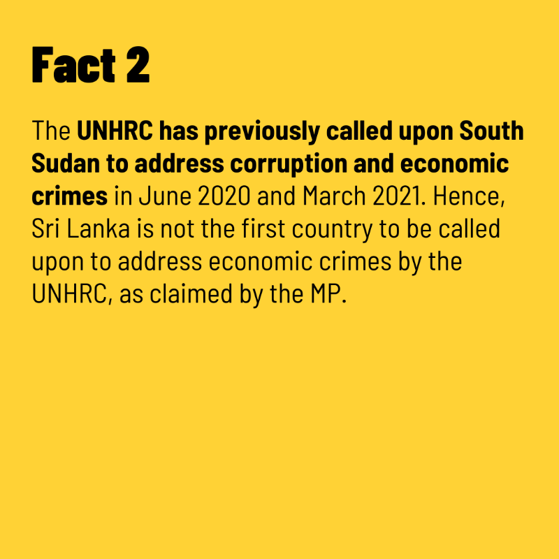 factchecklka's tweet photo. MP @Rauff_Hakeem claimed recently that Sri Lanka is the first country ever to be accused of economic crimes by the UN Human Right Council (UNHRC). 💵⚖️Is he correct?
Swipe ⏪ to find out.
📚 Read the full fact-check at: https://t.co/9gDXZPLWve
#FactCheckLK
