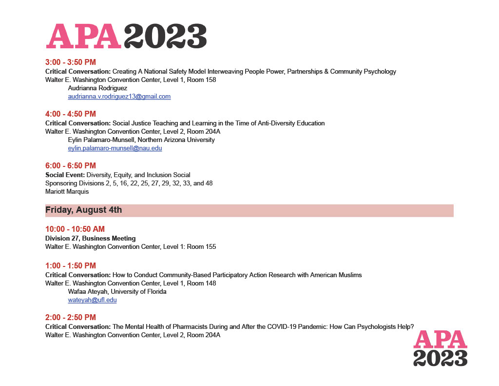 SCRA is in DC at APA. Join us for today's programming.