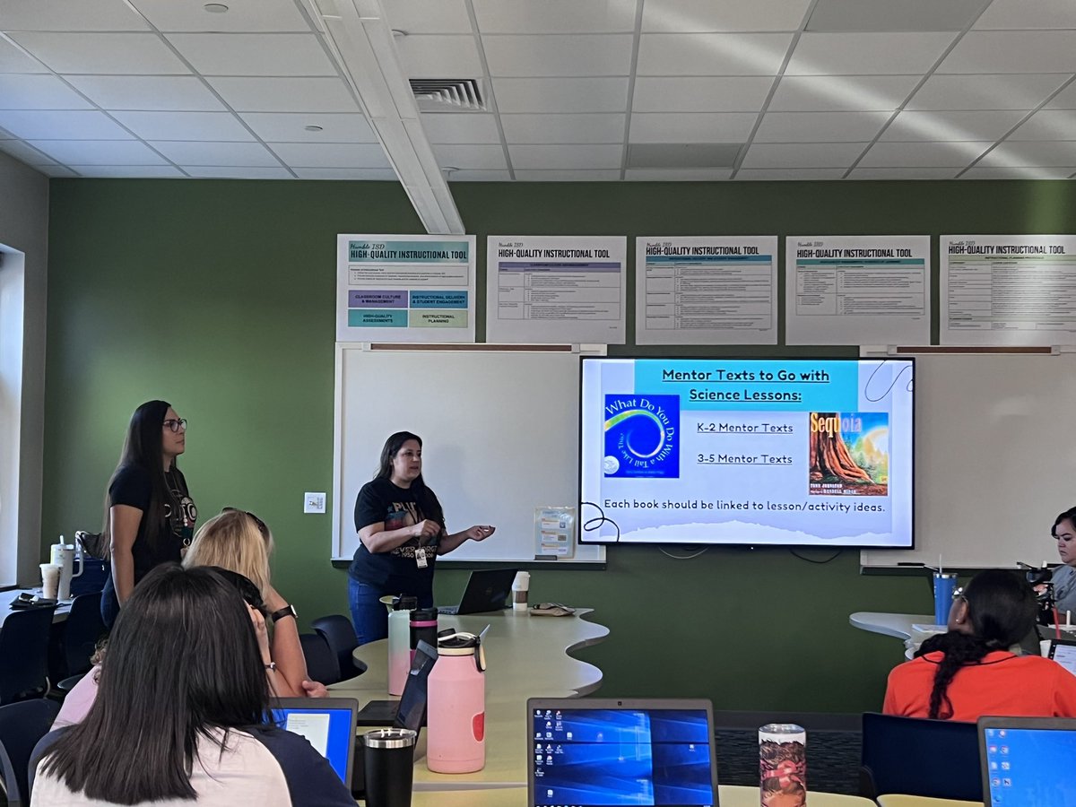 MrsRFiore's tweet photo. Starting the morning out right with @mrshindmon_GE and @SaraYRodrigu3z going over science with grade levels! #geanchored #grovesproud @HumbleISD_GE 🥼🧪🔬 https://t.co/KB1BtcrN5u