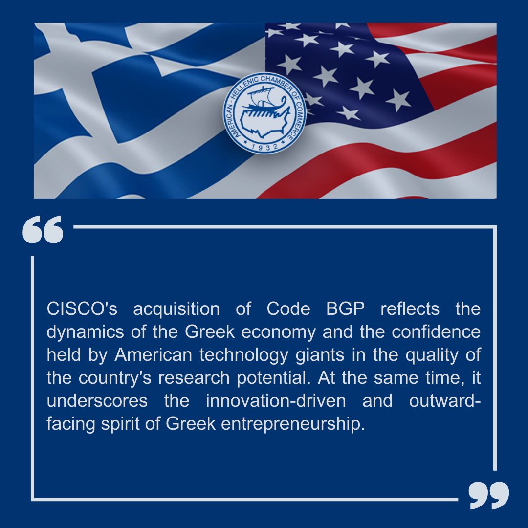 Cisco's acquisition of Code BGP reflects the dynamics of the Greek economy and the confidence held by American technology giants in the quality of the country's research potential. 

#AmChamGR #cisco #greece #investment