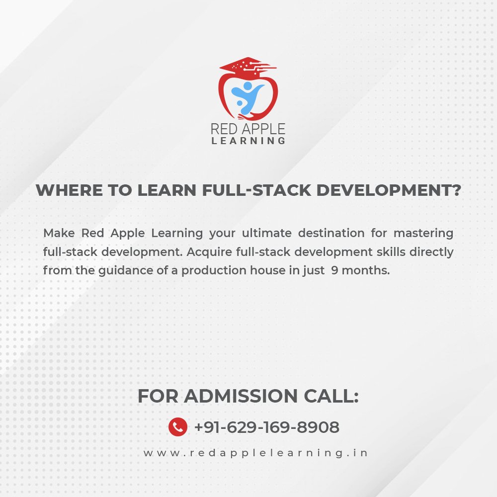 redapplekolkata's tweet photo. 4 Top frequently asked questions for full-stack development! 💯✔

✔ Uplift yourself with our course and get placed in 9 months! 

👉For Admission: visit: https://t.co/53GW9WOGit or Call:  +91 6291698908

#fullstackdevelopment #redapplelearning https://t.co/G4as7XNOtO
