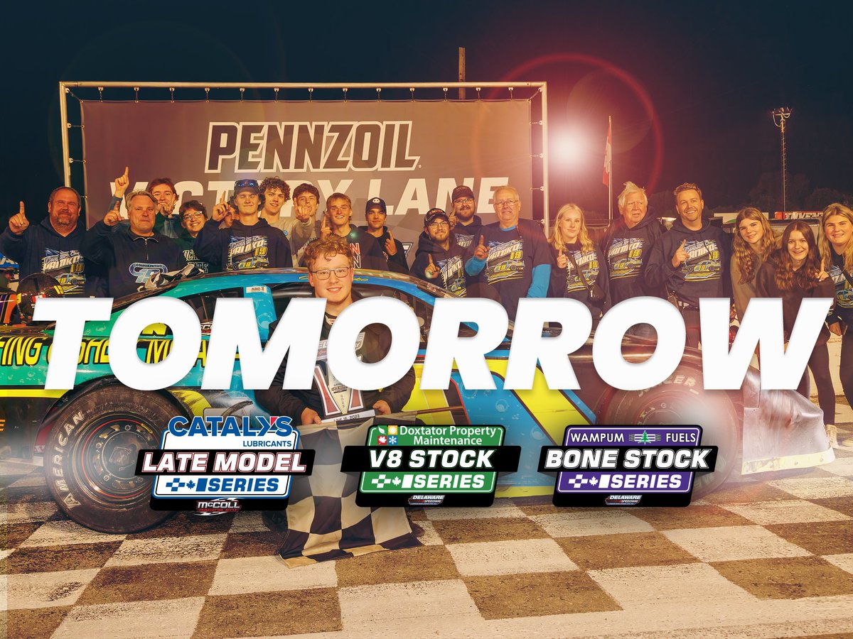 Tomorrow, our weekly action returns with the Wampum Fuels Bone Stocks, Doxator Property Maintenance V8 Stocks, and Catalys Lubricants Pro Late Models!

🎟️TICKETS: DelawareSpeedway.com

📷 GATES OPEN: 6:00pm
📷 Rogers tv London: 7:30pm
📷 GREEN FLAG: 7:35pm