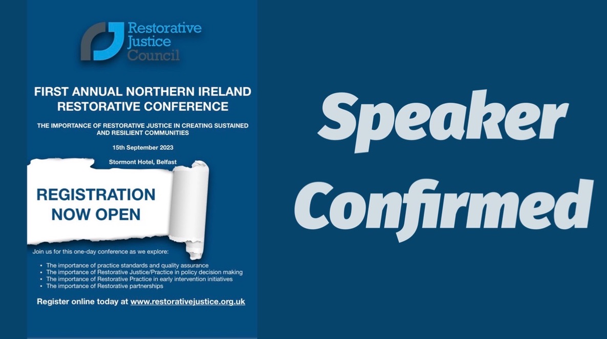 Will you be joining us at our first Northern Ireland Restorative Conference? Tim Chapman, <a href="/TimChap36750968/">Tim Chapman</a> and Judith Gillespie will discuss the proposed revised Protocol for Community-Based Restorative Justice Schemes. Reserve your place today at ow.ly/Tbn750PpSsR.