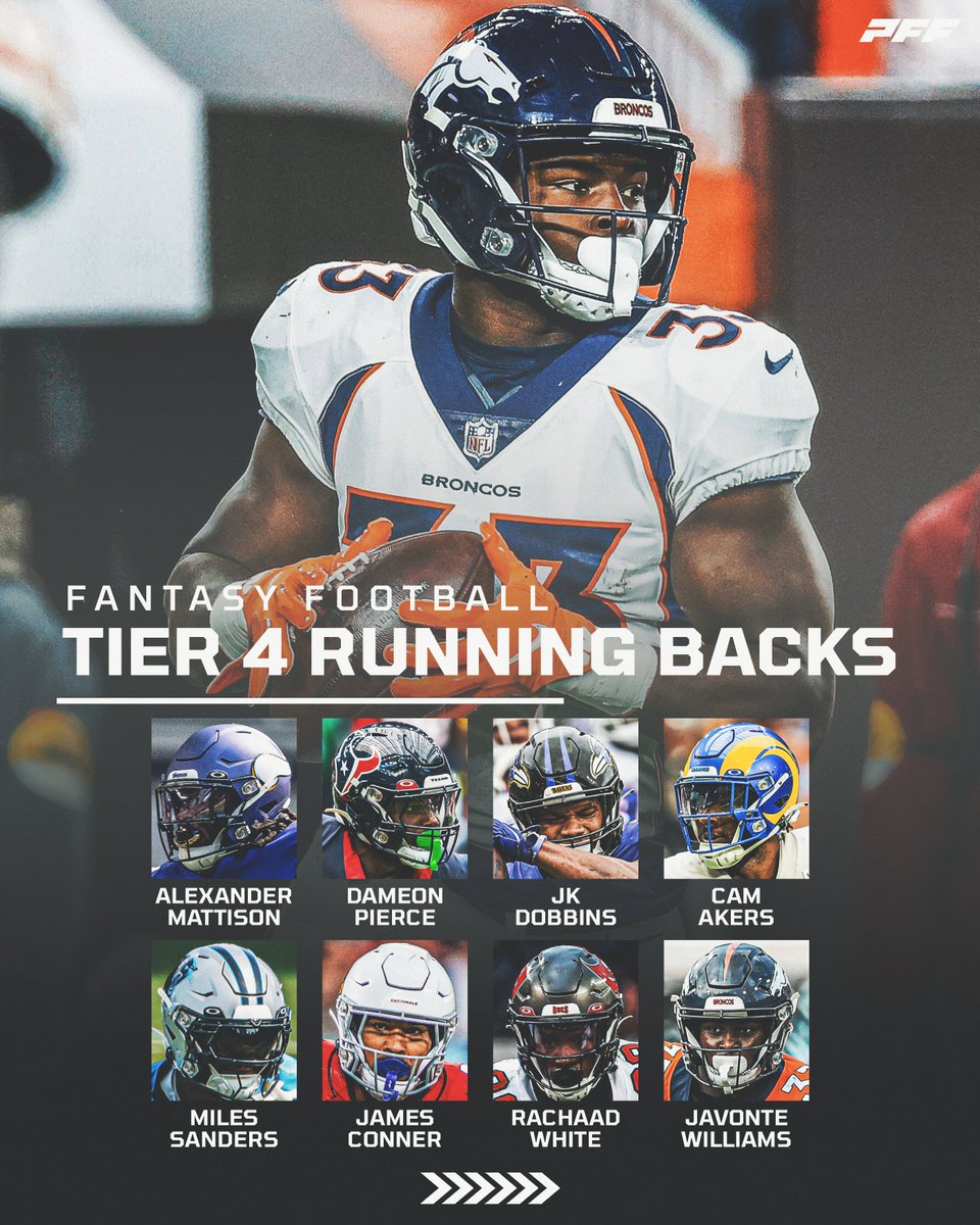 PFF_Fantasy's tweet image. TIER 4 FANTASY RBs 🗣️
