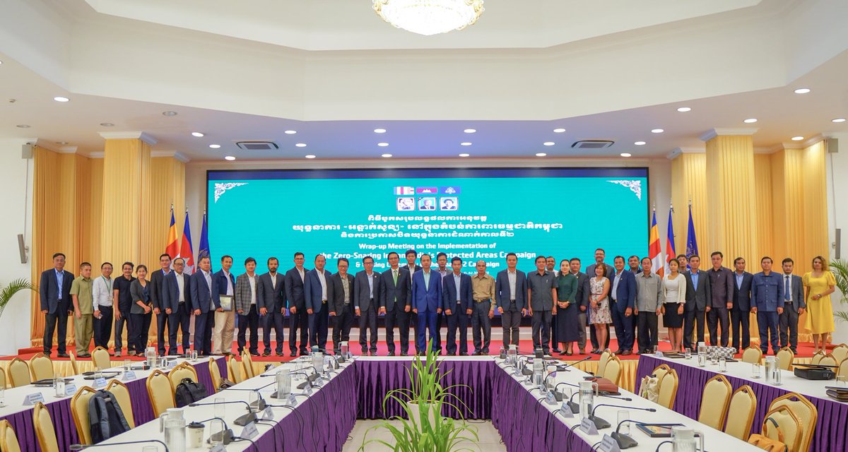 pheaktraneth's tweet photo. #Cambodia’s #MoE, sub-national Administrations, #NGOs partners concluded 2nd phase #ZeroSnaring campaign with great success. Campaign’s message reached to 14 million people. All stakeholders have strong commitments to continue this important campaign to end snares crisis. https://t.co/0QB2krahna