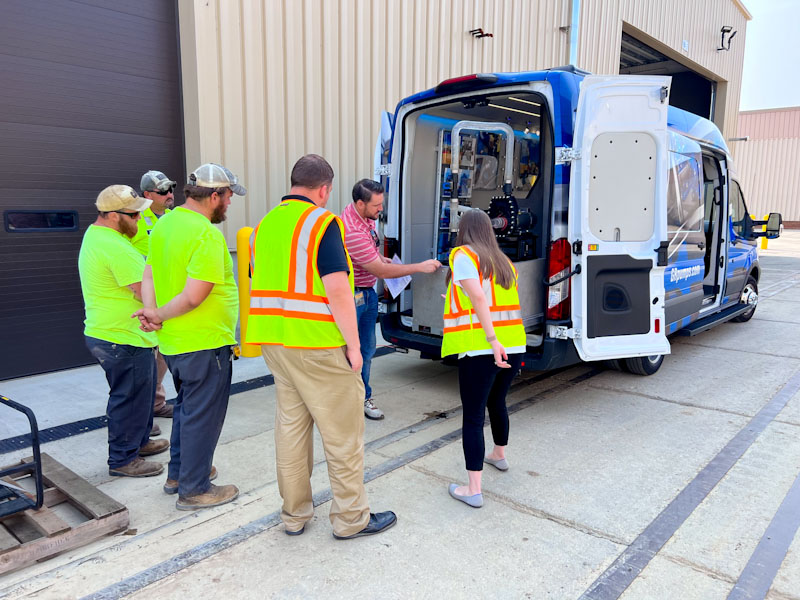 G-R is on the road! Last month, we hit the road for on-site education with Ohio Cat. CAT employees received instructional demonstrations on our glass-faced pump, learned troubleshooting tips for G-R CAT units, &amp; participated in a Q&amp;A forum to help them better support users.