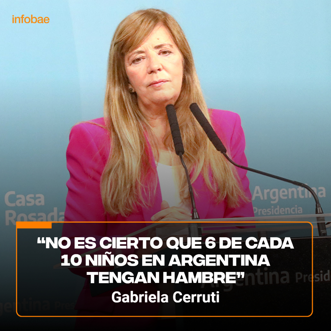 infobae's tweet photo. Gabriela Cerruti: “No es cierto que 6 de cada 10 niños en Argentina tengan hambre” https://t.co/lAw3820rjl https://t.co/wZmDezt6Z9