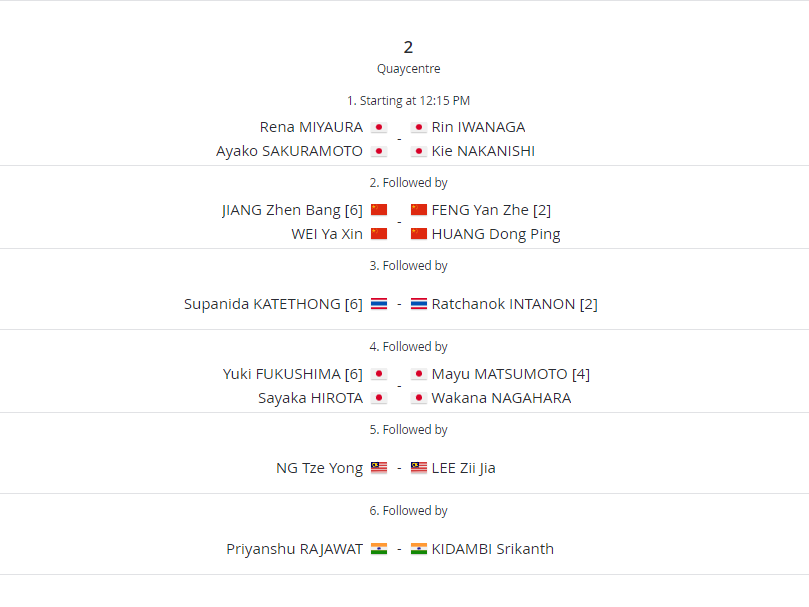 On Court 2, it's totally a Battle of the Teammates! 
A lineup like this is quite rare at the quarterfinal stage.