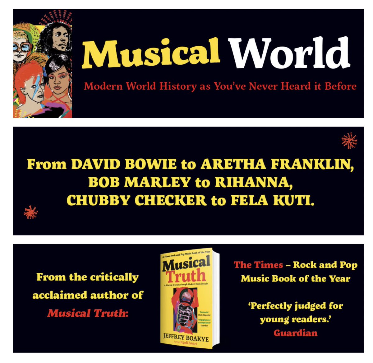 jeffreykboakye's tweet photo. Happy publication day to me! Big up @NgadiSmart on the visuals 💫 and a huge thank you to everyone who has supported Musical Truth. Welcome to Musical WORLD 🌍 @FaberChildrens Spread the word! https://t.co/xXwcYi0fjb