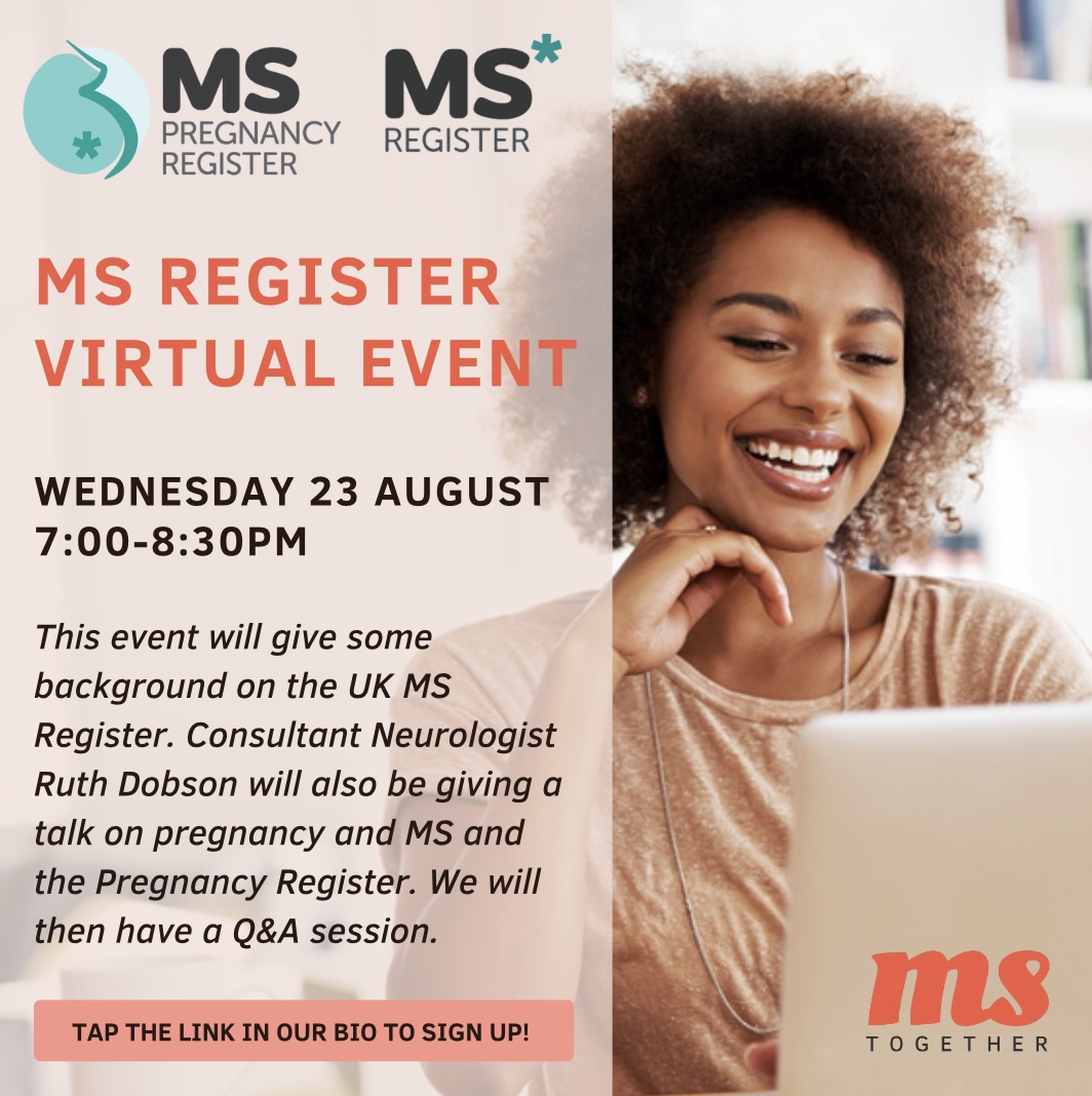 We are so excited to be involved in this upcoming online event with @MS_Together_ & the MS Pregnancy Register. Come along to hear about the support/research opportunities on offer. 📅 Wednesday 23rd August ⏰ 7pm #MS #MSResearch #MSSupport #pregnancy eventbrite.com/e/ms-register-…
