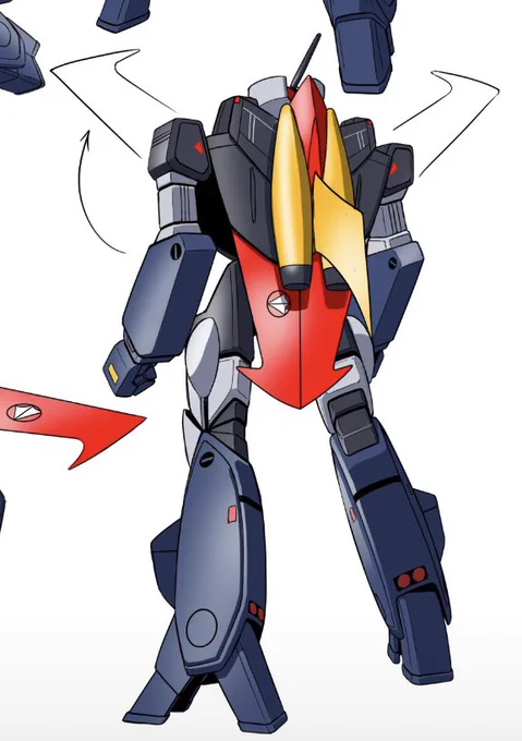 #デカルチャー#バルキリー #マジンガーZ公開妄想企画VF-1MZ、制作開始マジンガーの可変翼は前進翼位置まで移動するが、VF-1の軸位置では肩上面に干渉してしまう。なのでピボットを下に移動。 