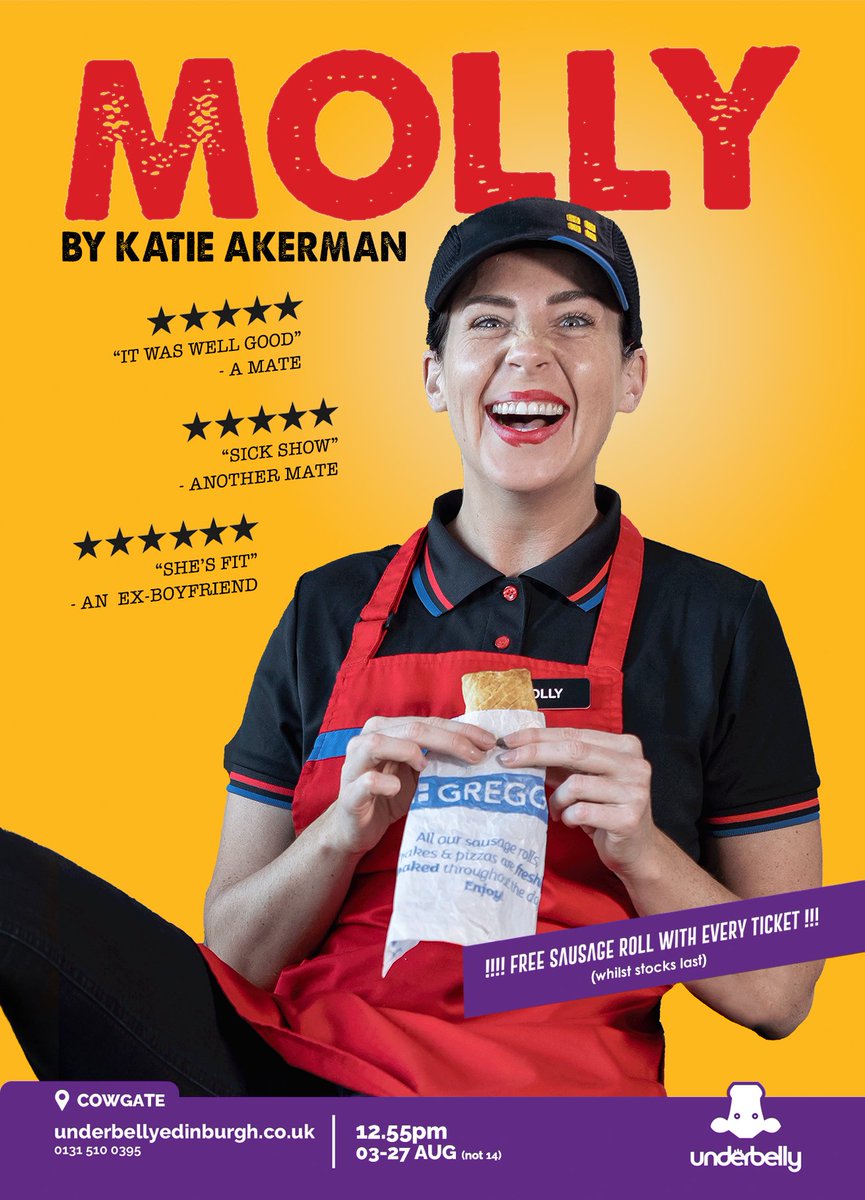 rachelemilygee's tweet photo. Heading to @edfringe? I have press tickets available for @Molly_the_play, a one-woman, dark comedy. After a successful run at @CamdenFringe the show will be performed this August via @FollowTheCow 
✨ For press tickets email: mollytheplay@gmail.com
➡️ https://t.co/jC0FfH6O3h https://t.co/5jaLnXUejH