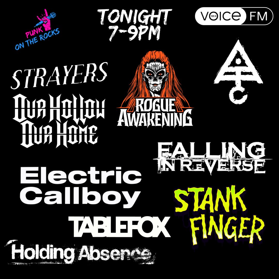 Voice FM Radio (@voicefmradio) on Twitter photo π TONIGHT! LIVE 7-9pm on <a href="/punkotr/">PUNKOTR</a>
EXCLUSIVE from #stankfinger
#battleofthefans
#rockucation with <a href="/simonDJwilson/">Simon Wilson πΆ</a>
#throwbackthursday
π΅ from <a href="/HoldingAbsence/">Holding Absence</a> @OHOHofficialuk <a href="/TablefoxBand/">Tablefox</a> <a href="/TRACKFIVEband/">Track Five</a> <a href="/RogueAofficial/">RogueAwakeningOfficial</a> <a href="/ALTBLKERA/">ALT BLK ERA</a> π TONIGHT! LIVE 7-9pm on <a href="/punkotr/">PUNKOTR</a>
EXCLUSIVE from #stankfinger
#battleofthefans
#rockucation with <a href="/simonDJwilson/">Simon Wilson πΆ</a>
#throwbackthursday
π΅ from <a href="/HoldingAbsence/">Holding Absence</a> @OHOHofficialuk <a href="/TablefoxBand/">Tablefox</a> <a href="/TRACKFIVEband/">Track Five</a> <a href="/RogueAofficial/">RogueAwakeningOfficial</a> <a href="/ALTBLKERA/">ALT BLK ERA</a>