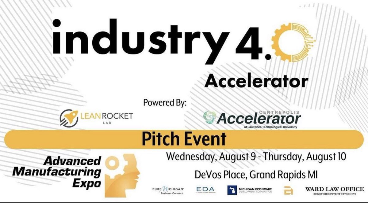Less than a week away from the i4.0 Accelerator Pitch Event at the Advanced Manufacturing Expo! Agenda: advancedmanufacturingexpo.com/i40-pitch-event Register here: advancedmanufacturingexpo.com/grand-rapids-a… #AME2023