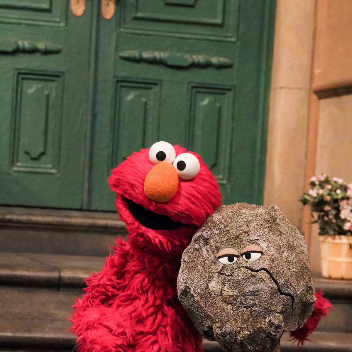 elmo's tweet photo. Would you look at that . . . a rock that could eat a cookie. Interesting. https://t.co/qdHbEtLe1p