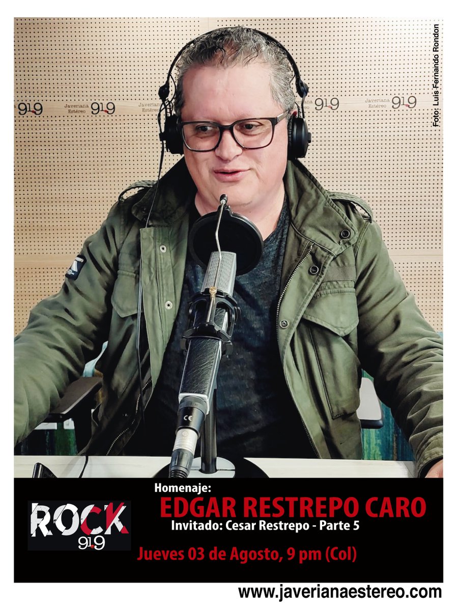 FerockFer's tweet photo. Hoy 9pm última  parte del homenaje dedicado a Edgar Restrepo Caro, el  invitado de hoy es su hijo Cesar Restrepo, tendremos tremendas historias de su padre, gestor musical en la historia del rock hecho en el  país por @Javeriana919fm 
📻91.9 FM Bogotá
🌐 https://t.co/Yfk7qGBAFL https://t.co/spsYjkNiT9