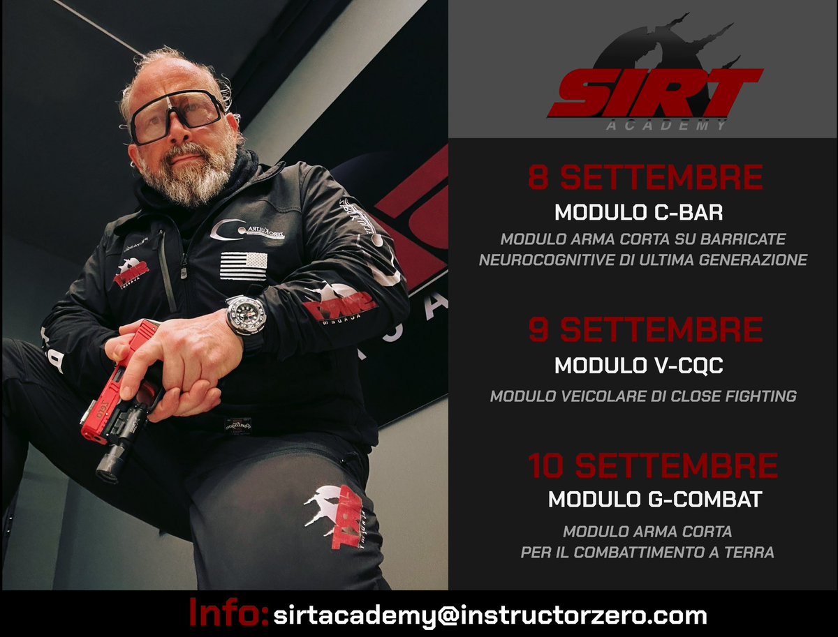 Instructor Zero (@instructorzero) on Twitter photo 🔥3 Workshop studiati e creati sui nostri nuovissimi programmi di training di ultima generazione.
🔥I corsi sono aperti a tutti, nessun pre-requisito,non è richiesto il PDA in quanto si tratta di tecnologia DRY/SIM.
Per info e prenotazioni :
✅ sirtacademy@instructorzero.com 🔥3 Workshop studiati e creati sui nostri nuovissimi programmi di training di ultima generazione.
🔥I corsi sono aperti a tutti, nessun pre-requisito,non è richiesto il PDA in quanto si tratta di tecnologia DRY/SIM.
Per info e prenotazioni :
✅ sirtacademy@instructorzero.com
