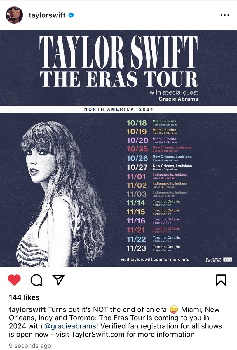 6 SHOWS IN TORONTO!!!!! CANADIAN SWIFTIES ARE WE ALL CRYING TOGETHER!!!! <a href="/taylorswift13/">Taylor Swift</a>