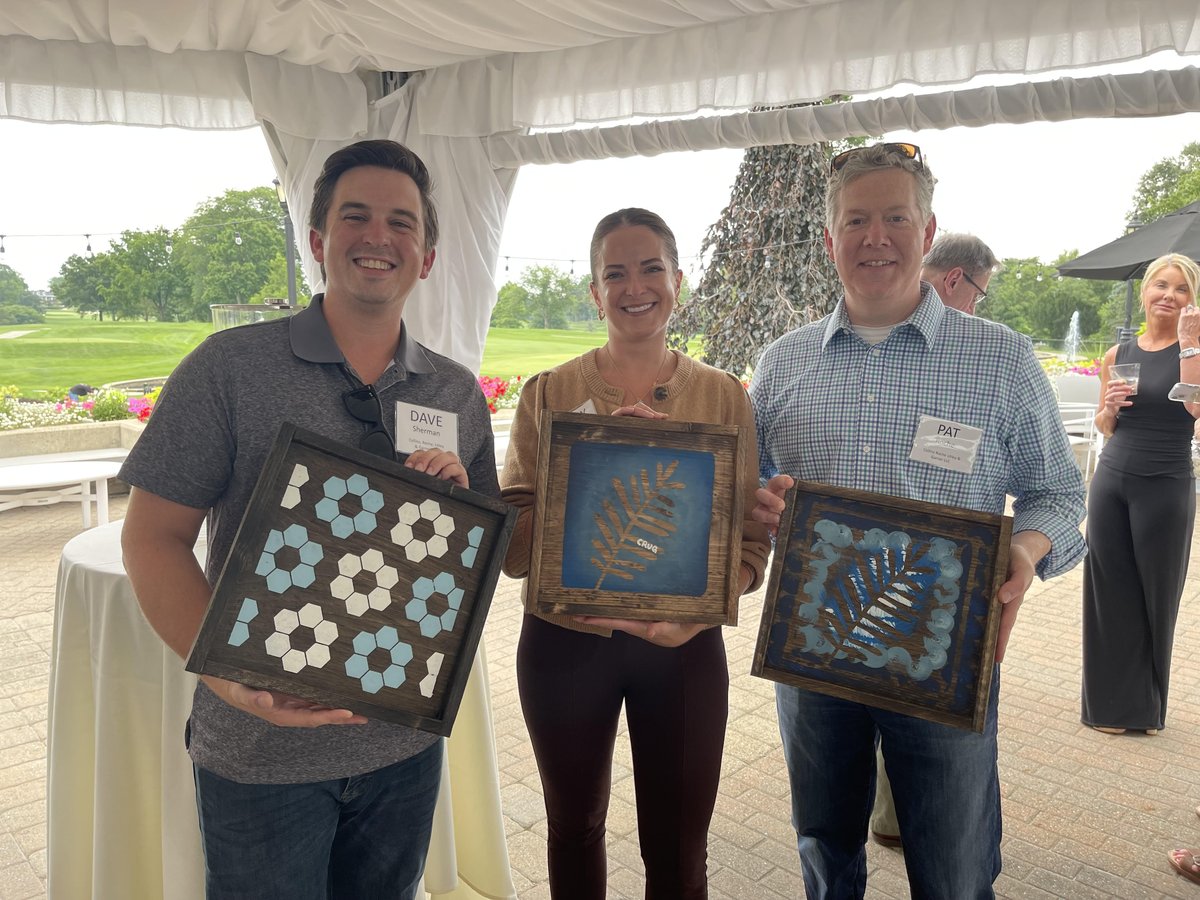 CRUGLaw's tweet photo. Dave Sherman, Sunny Horacek and Pat Roche show off their artistic talents during Westfield Insurance Defense Days. https://t.co/qMR7XFnBwg