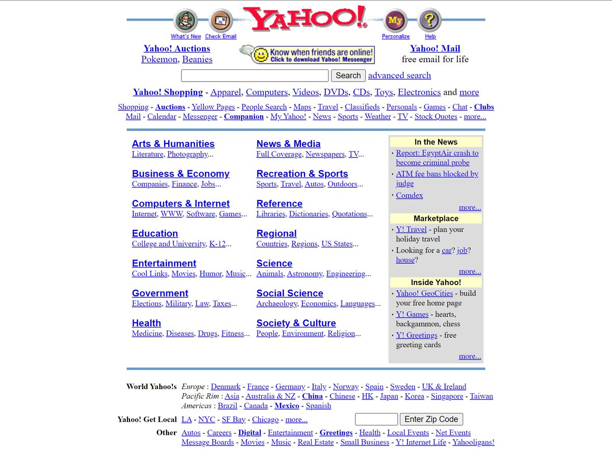 WebArchivum's tweet image. The homepage of #Yahoo  in november 1999.

#Webdesign #RetroWeb #nostalgic #archives