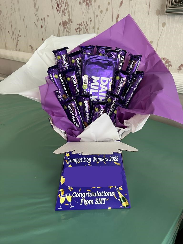 VHA_VisionHomes's tweet photo. The winners of the Kings Coronation photo competition at our 1b Toll Gate Road service won a Cadbury Dairy Milk bouquet, and one of the residents enjoyed a spot of gardening in the lull between the rain. #WinnerAnnouncement #gardening #DisabilityInclusion https://t.co/IZFJN4F5Ef