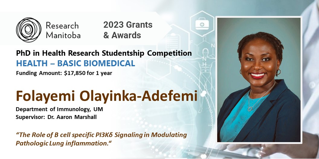 Dept of Immunology @ UofM (@um_immu) on Twitter photo Congratulations Fola on receiving 2023 Research Manitoba PhD in Health Research Studentship Competition in HEALTH – BASIC BIOMEDICAL.
Way to Go!
<a href="/um_research/">uManitoba Research</a> <a href="/UM_RadyFHS/">U of M Rady Faculty</a> <a href="/Research_MB/">Research Manitoba</a>
<a href="/UManitobaHSGSA/">HSGSA</a> #UMStudent <a href="/AaronNyeguy/">Aaron Marshall</a> Congratulations Fola on receiving 2023 Research Manitoba PhD in Health Research Studentship Competition in HEALTH – BASIC BIOMEDICAL.
Way to Go!
<a href="/um_research/">uManitoba Research</a> <a href="/UM_RadyFHS/">U of M Rady Faculty</a> <a href="/Research_MB/">Research Manitoba</a>
<a href="/UManitobaHSGSA/">HSGSA</a> #UMStudent <a href="/AaronNyeguy/">Aaron Marshall</a>