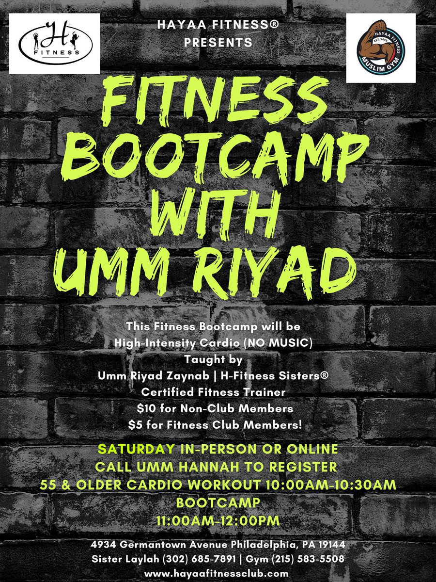 AlHayaauHayaati's tweet photo. 🌟SISTERS FITNESS BOOTCAMP BACK IN FULL EFFECT🌟Saturday with Certified Trainer @Umm_Riyad_ In-The-Gym or online High-Intensity Interval Training and 55 & older cardio workouts both guaranteed to #MakeYouWork #MakeYouSweat & #GetYouFit SIGN-UP TODAY! #HayaaFitness https://t.co/iXFTNkzIX4