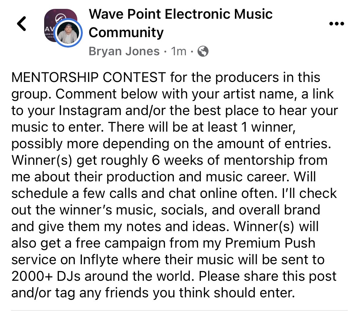 Tag producers who would be good for this. Enter the contest here: m.facebook.com/groups/wavepoi…