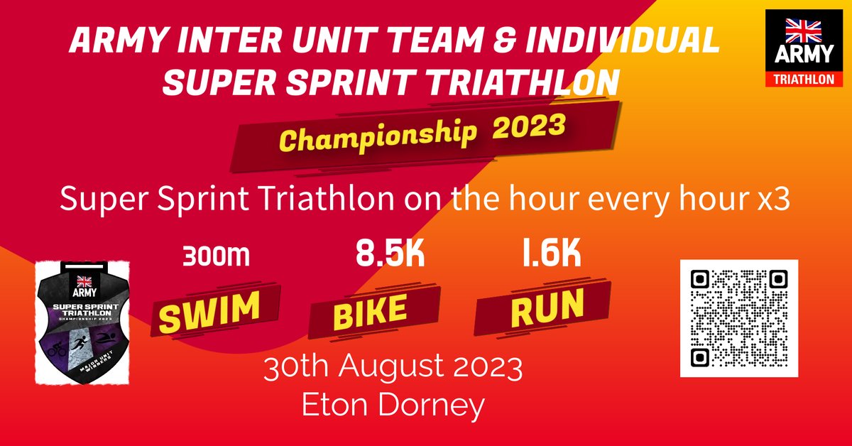 📢 4 weeks until the Inter Unit Super Sprint triathlon! All info can be found on Defence Connect link 👇
jive.defencegateway.mod.uk/events/156441

#britisharmysport #armysport #armytriathlon <a href="/ArmySportASCB/">Army Sport</a>