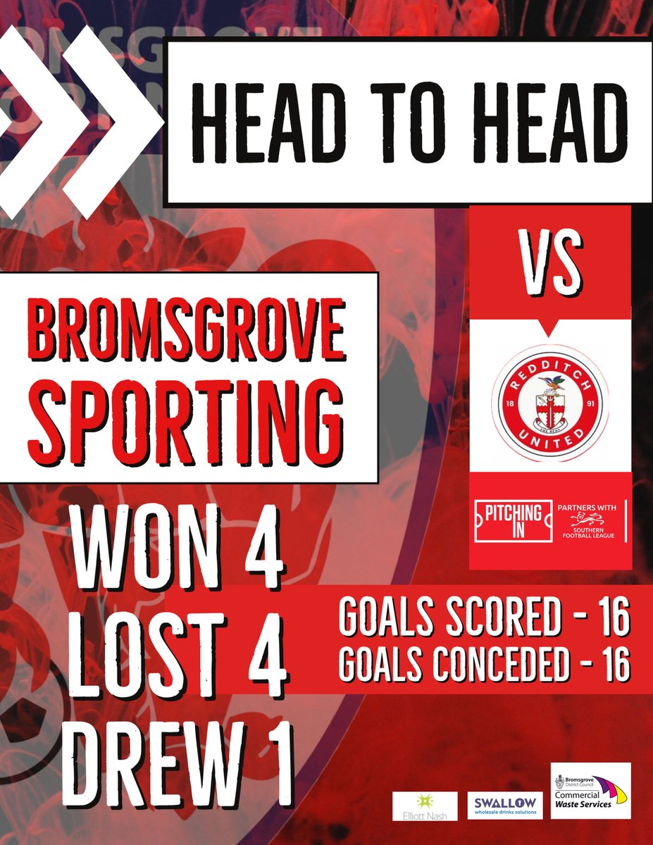 SportingFC's tweet photo. HEAD TO HEAD:
Bromsgrove Sporting v Redditch United
Season kicks off at 3pm tomorrow vs @RedditchUtd at The Victoria Ground just in case you needed reminding!!
#BRORED #kickoff #MatchDay #rouslers https://t.co/UlAVYS0xRp