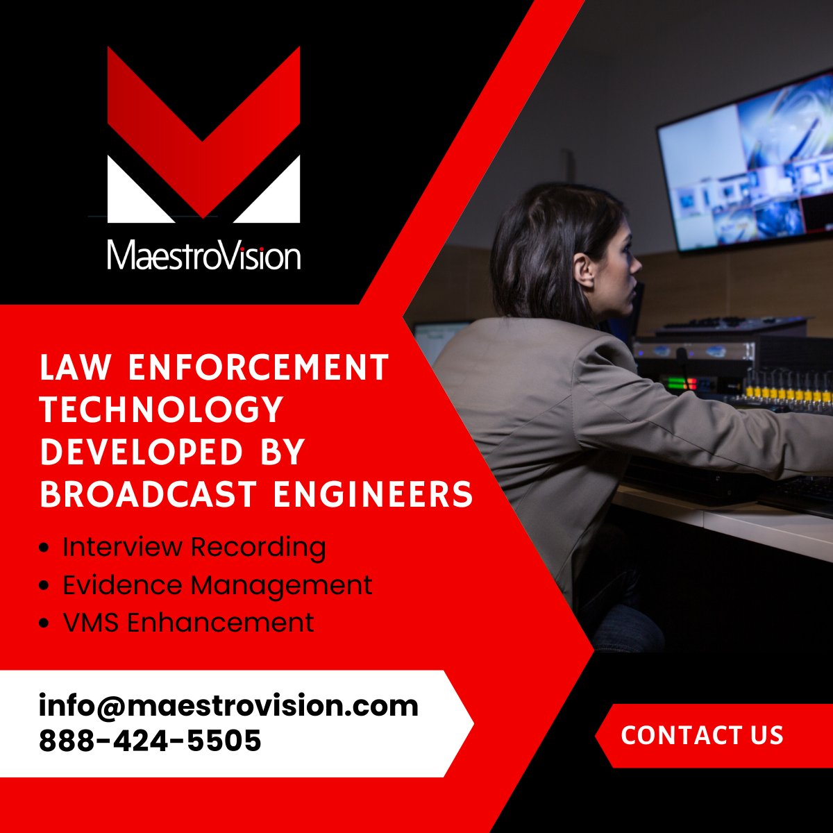 MaestroVisionMV's tweet image. Law Enforcement Technology Developed By Broadcast Engineers
#lawenforcement #interviewrecording #policeinterview