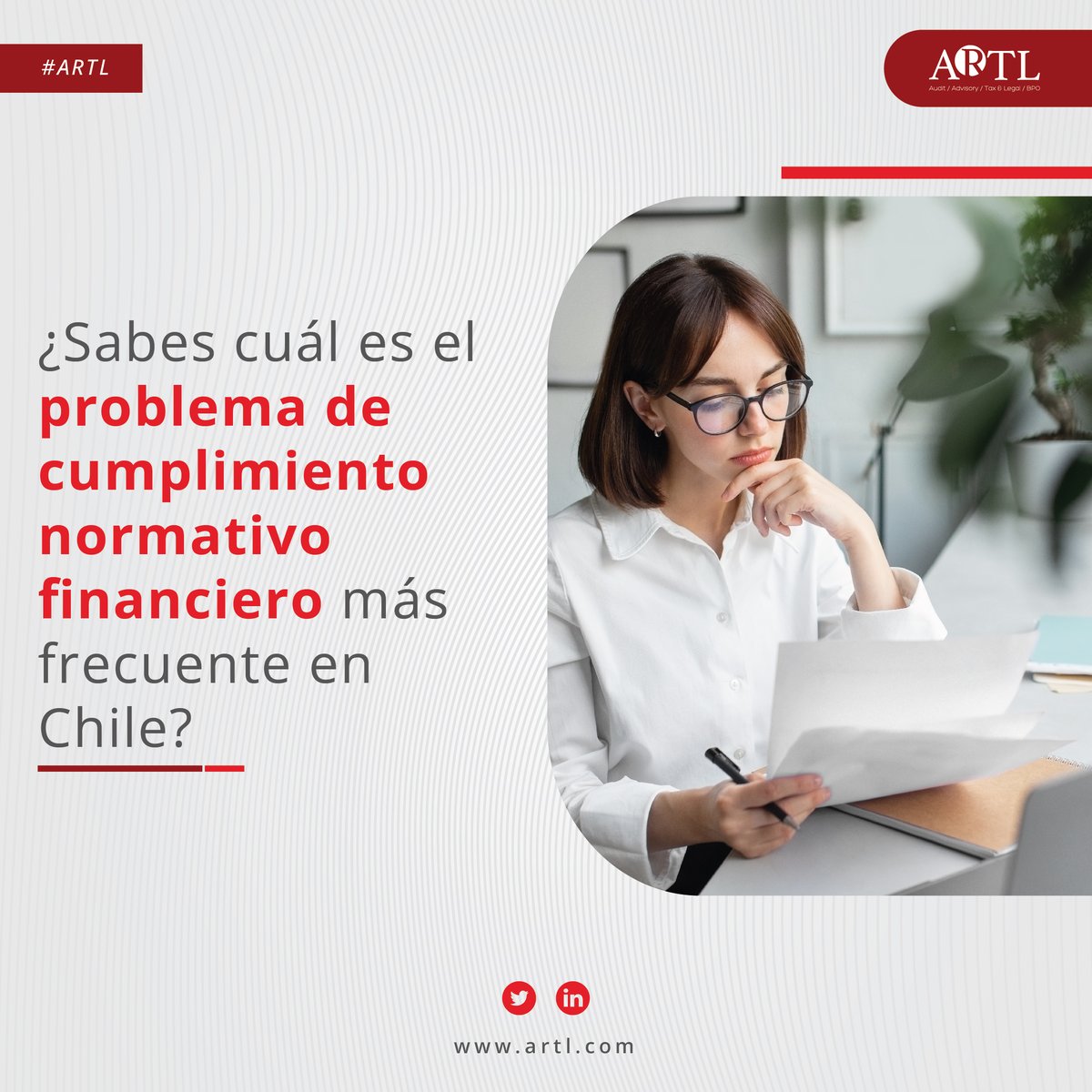 ARTL_CL's tweet photo. Debido a que el #sistematributario chileno aún no es completamente amigable para todos, el principal problema de cumplimiento #normativo #financiero del país es el desconocimiento de esta reglamentación. Visita https://t.co/u412ZjRLLN y conoce cómo podemos ayudar a tu empresa. https://t.co/k0EwutwO7c