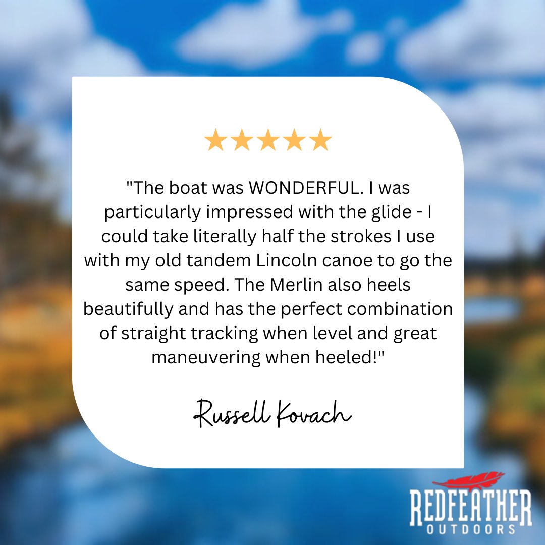 RF_Outdoors's tweet image. We love hearing from our happy customers like Russell! Thank you for being a part of our journey. #Redfeather #Canoe #Outdoors