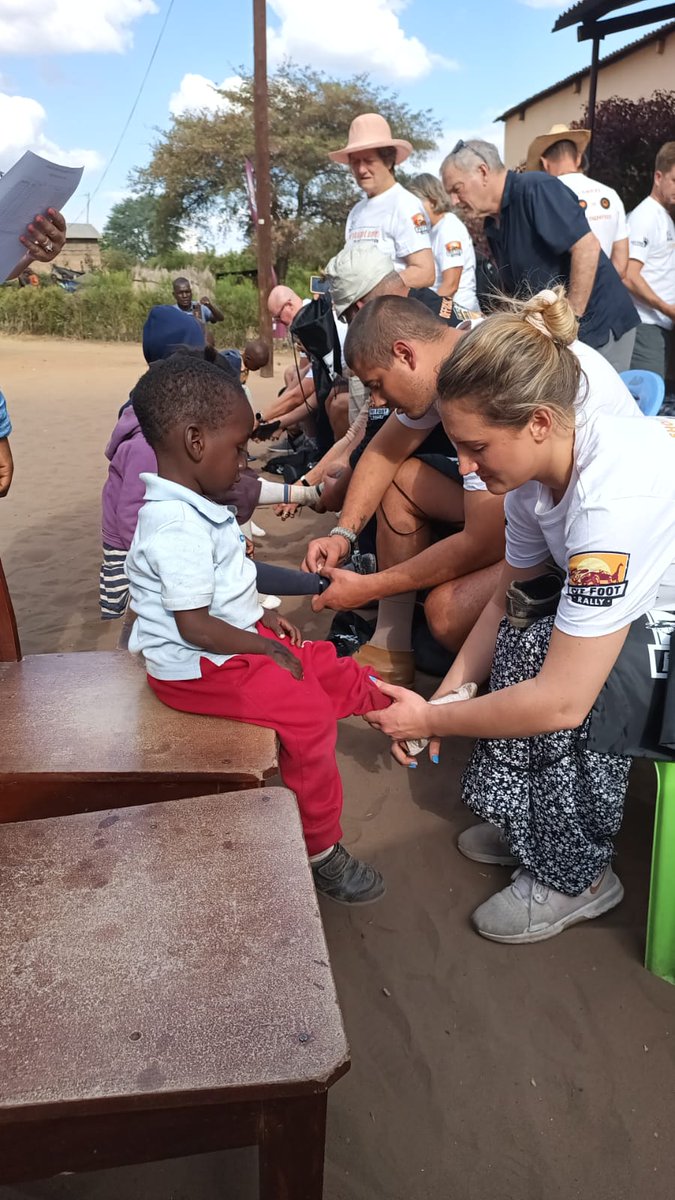 The 1st shoe drop of the <a href="/PutFootRally/">Put Foot Rally®</a> is happening today! Crews are lacing and fitting, and gifting a new pair of school shoes to 100s of young children in Livingstone today. 

#ShoesonFeet