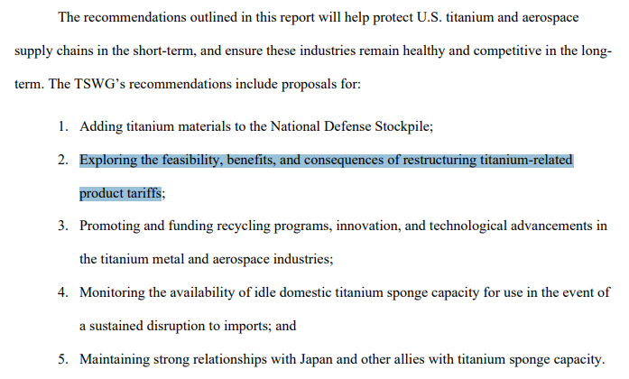 YJTPitt's tweet image. DOC issues a new #Section232 report on #TitaniumSponge.  Deviating from its recommendation in 2021 not to impose #tariffs, the working group seems to be reconsidering wheater to issue tariffs on titanium-related products. #TSWG #Japan 

bis.doc.gov/index.php/docu…