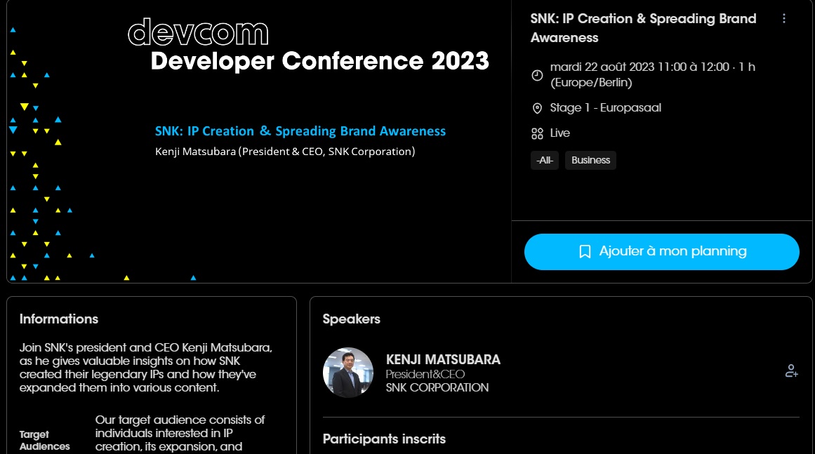 Vous faite quoi mardi 22 aout ? moi je serais à Cologne...
#DevCom #devcom2023 #SNK #neogeo #kingoffighters #SamuraiShodown #fatalfury #gamescom2023 #Gamescom