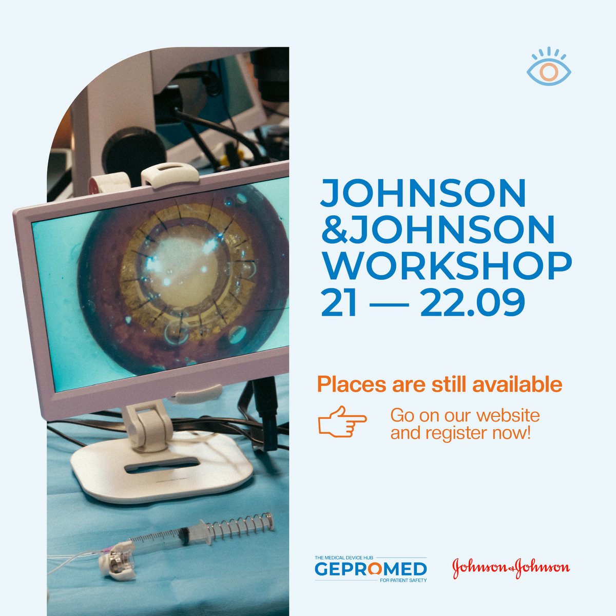 GEPROMED (@gepromed) on Twitter photo SAVE THE DATE ! 📅 ⏳
We are happy to organize the ophthalmology workshop, in partnership with <a href="/JNJVision/">Johnson & Johnson | Vision</a> , on the 21st and 22nd of September 2023 !
Few places left so do not wait longer to register : gepromed.com/formations/joh…
#workshop #ophthalmology #residents SAVE THE DATE ! 📅 ⏳
We are happy to organize the ophthalmology workshop, in partnership with <a href="/JNJVision/">Johnson & Johnson | Vision</a> , on the 21st and 22nd of September 2023 !
Few places left so do not wait longer to register : gepromed.com/formations/joh…
#workshop #ophthalmology #residents