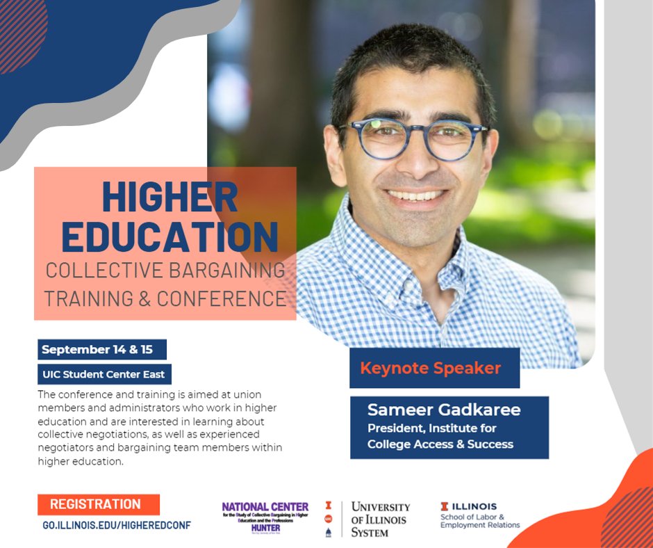 UIUC Labor Education Program (@il_labor_edu) on Twitter photo go.illinois.edu/higheredconf
This conference & training is for union members & admin in higher education who want to learn about collective negotiations, as well as  experienced negotiators and bargaining team members within higher  education. September 14 & 15th. Register today! go.illinois.edu/higheredconf
This conference & training is for union members & admin in higher education who want to learn about collective negotiations, as well as  experienced negotiators and bargaining team members within higher  education. September 14 & 15th. Register today!