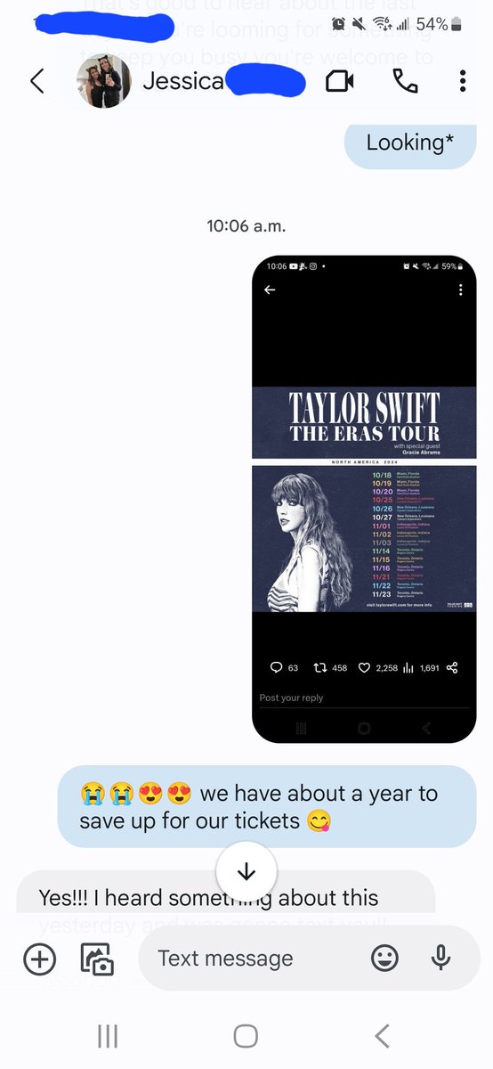 amandafron's tweet photo. @taylorswift13 @gracieabrams When I tell you I screamed, and then had to explain to my nephew why I was do happy all while texting everyone 😆😆 https://t.co/94kdFr23NB